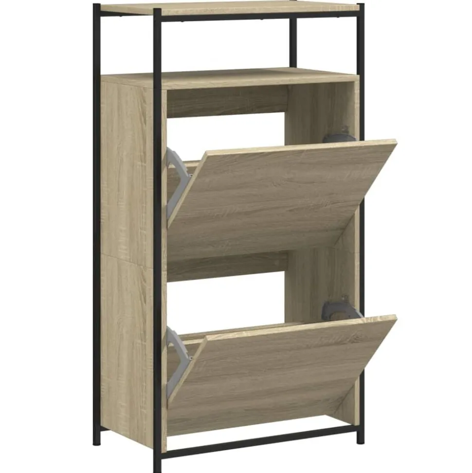 vidaXL Schoenenkast 60x34x112 cm bewerkt hout sonoma eikenkleurig
