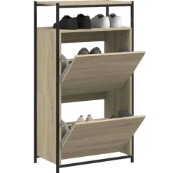 vidaXL Schoenenkast 60x34x112 cm bewerkt hout sonoma eikenkleurig