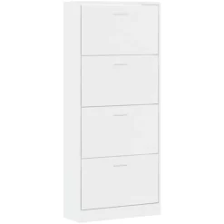 vidaXL Schoenenkast 63x24x147 cm bewerkt hout hoogglans wit