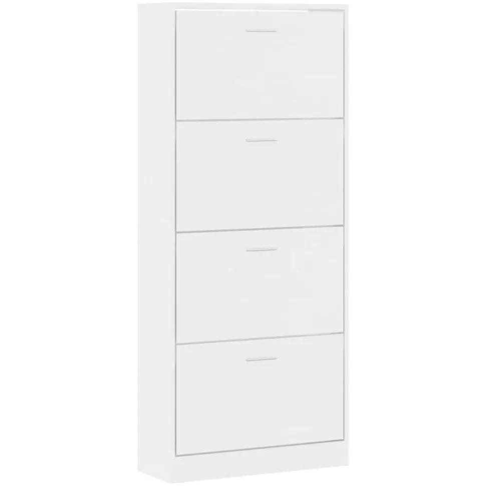 vidaXL Schoenenkast 63x24x147 cm bewerkt hout hoogglans wit