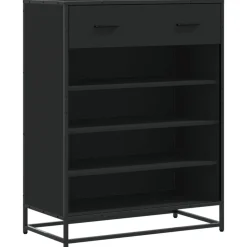 vidaXL Schoenenkast 75x38x97,5 cm bewerkt hout en metaal zwart
