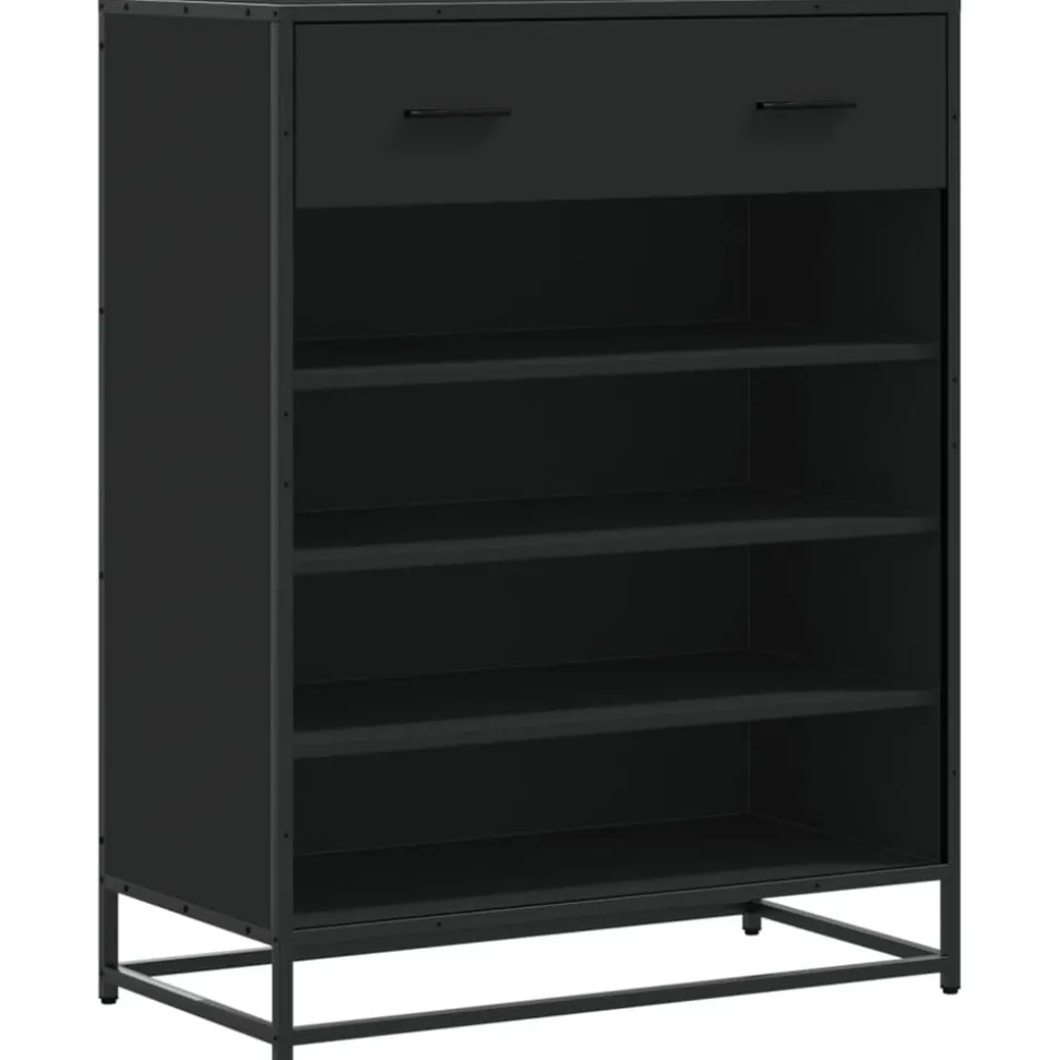 vidaXL Schoenenkast 75x38x97,5 cm bewerkt hout en metaal zwart