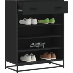 vidaXL Schoenenkast 75x38x97,5 cm bewerkt hout en metaal zwart
