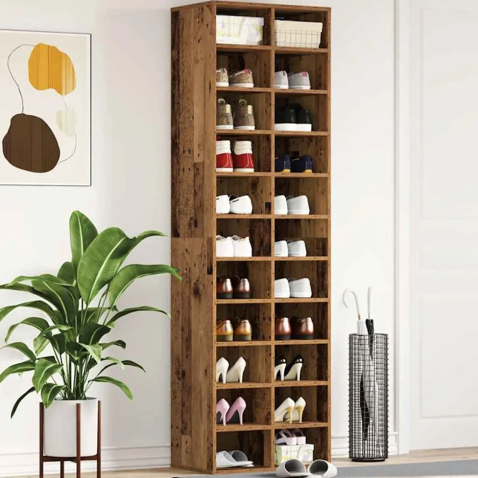 vidaXL Schoenenkast 54x34x183 cm spaanplaat oud hout