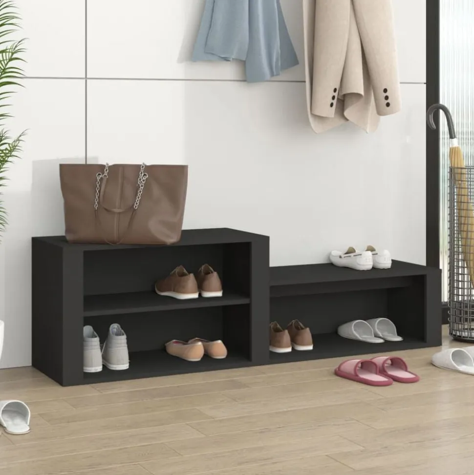 vidaXL Schoenenkast 150x35x45 cm bewerkt hout zwart