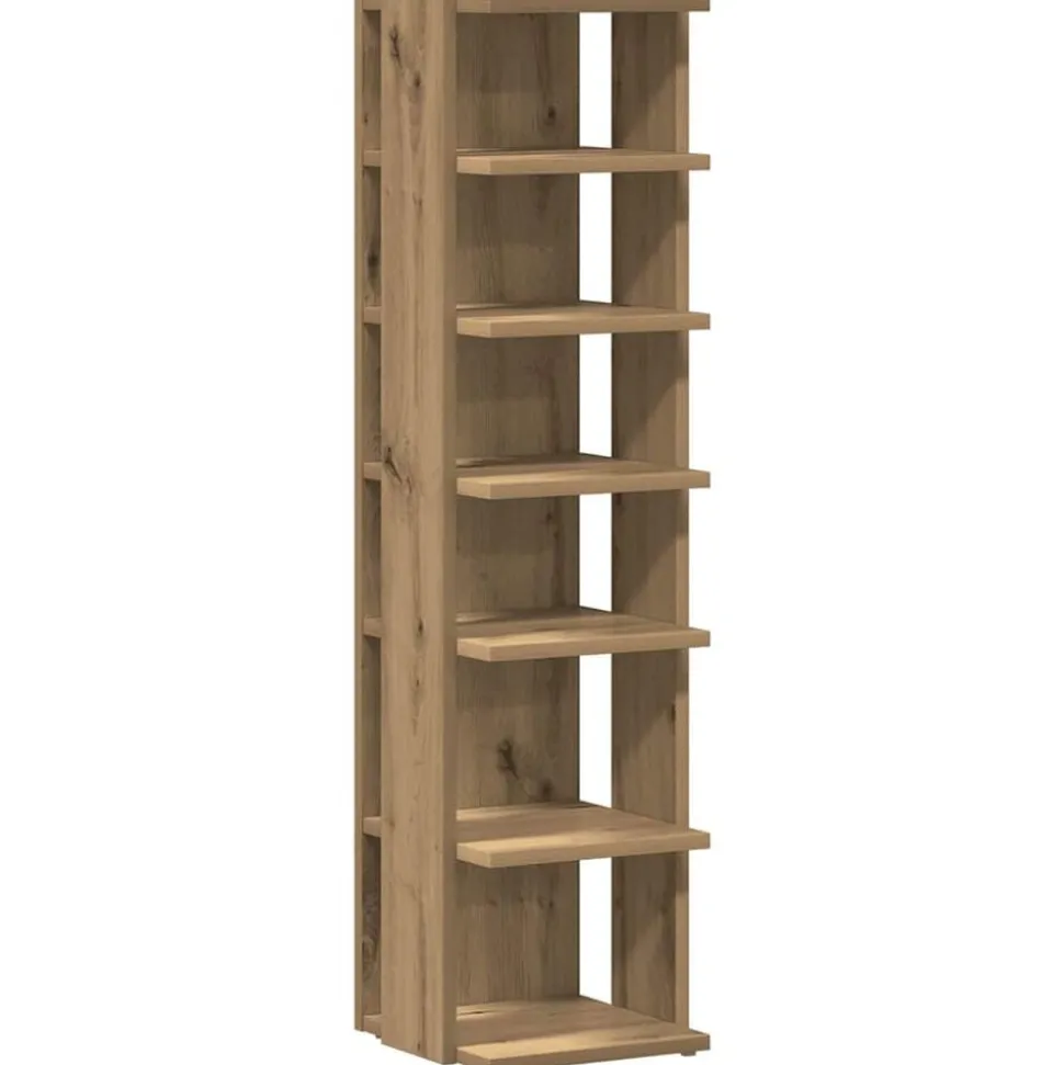 vidaXL Schoenenkast 28x27x102 cm bewerkt hout artisanaal eikenkleurig