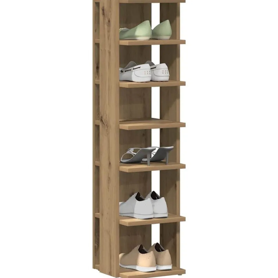 vidaXL Schoenenkast 28x27x102 cm bewerkt hout artisanaal eikenkleurig