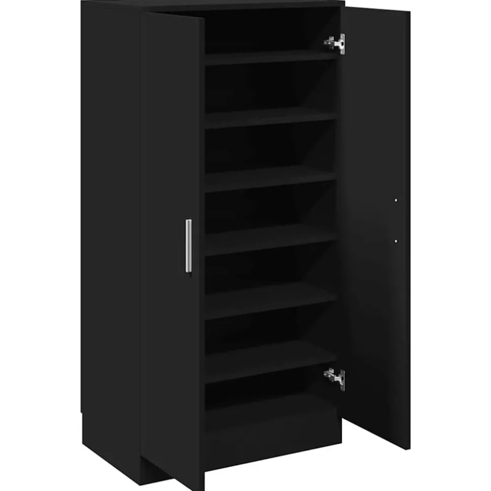 vidaXL Schoenenkast 55x35x108 cm bewerkt hout zwart