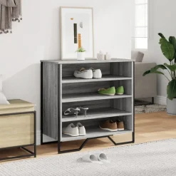 vidaXL Schoenenkast 80x38x78 cm bewerkt hout grijs sonoma eikenkleurig