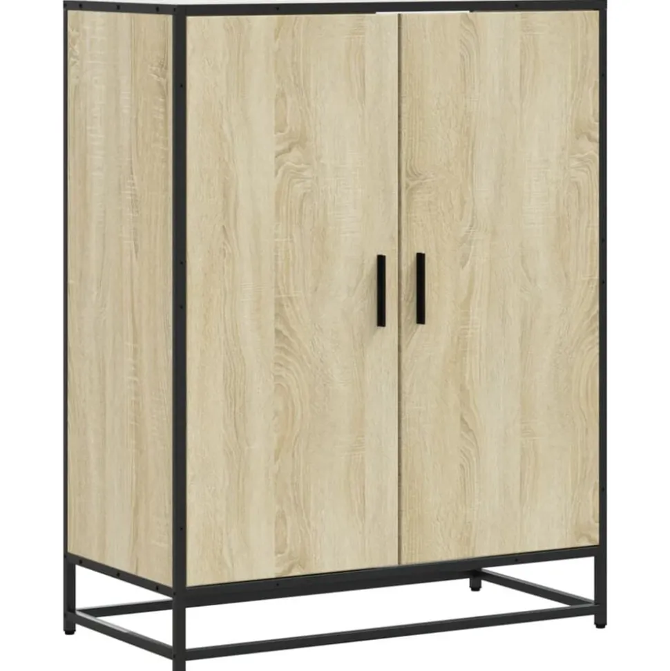 vidaXL Schoenenkast 75x38x97,5 cm bewerkt hout en metaal sonoma eiken