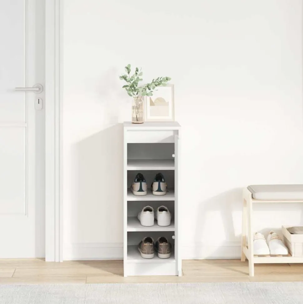 vidaXL Schoenenkast 29,5x34x76 cm bewerkt hout wit