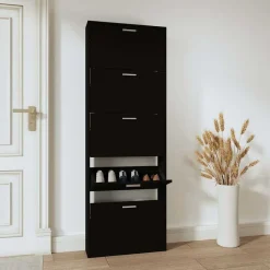 vidaXL Schoenenkast 59x17x169 cm bewerkt hout zwart