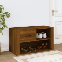 vidaXL Schoenenkast 80x35x45 cm bewerkt hout bruin eikenkleur