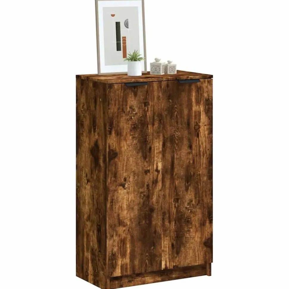 vidaXL Schoenenkast 59x35x100 cm bewerkt hout gerookt eikenkleurig