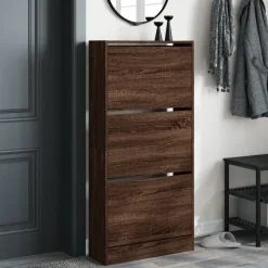 vidaXL Schoenenkast 60x21x125,5 cm bewerkt hout bruin eikenkleur