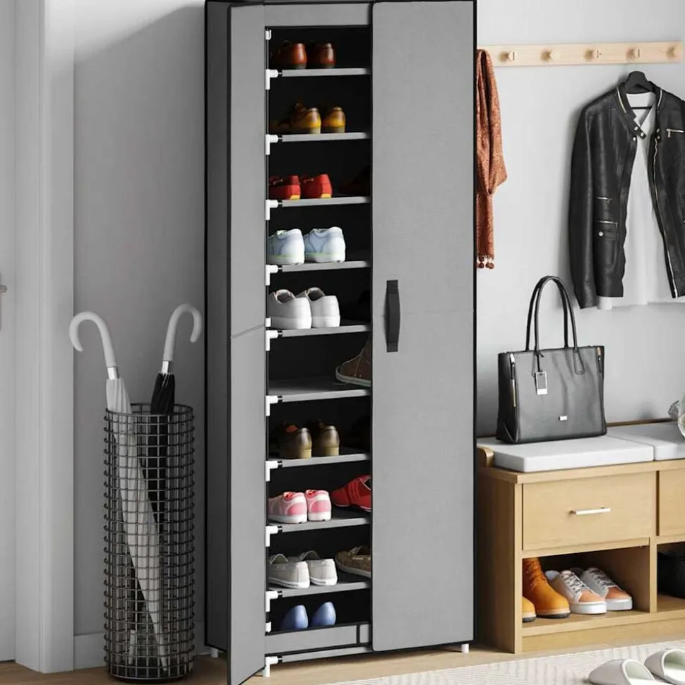 vidaXL Schoenenkast 60x30x166 cm stof grijs