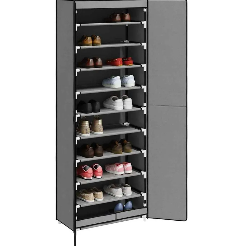 vidaXL Schoenenkast 60x30x166 cm stof grijs