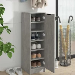 vidaXL Schoenenkast 30x35x100 cm bewerkt hout betongrijs