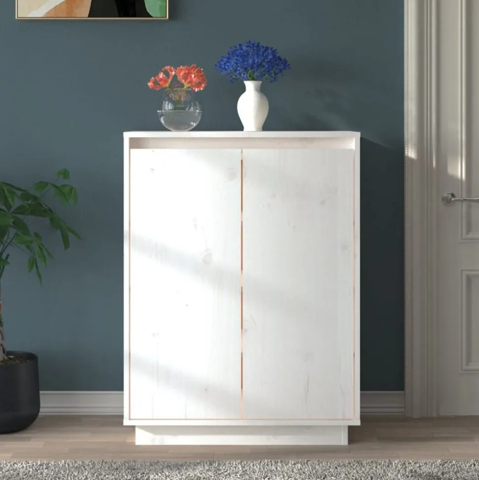 vidaXL Schoenenkast 60x35x80 cm massief grenenhout wit