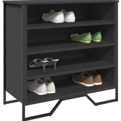 vidaXL Schoenenkast 80x38x78 cm bewerkt hout zwart
