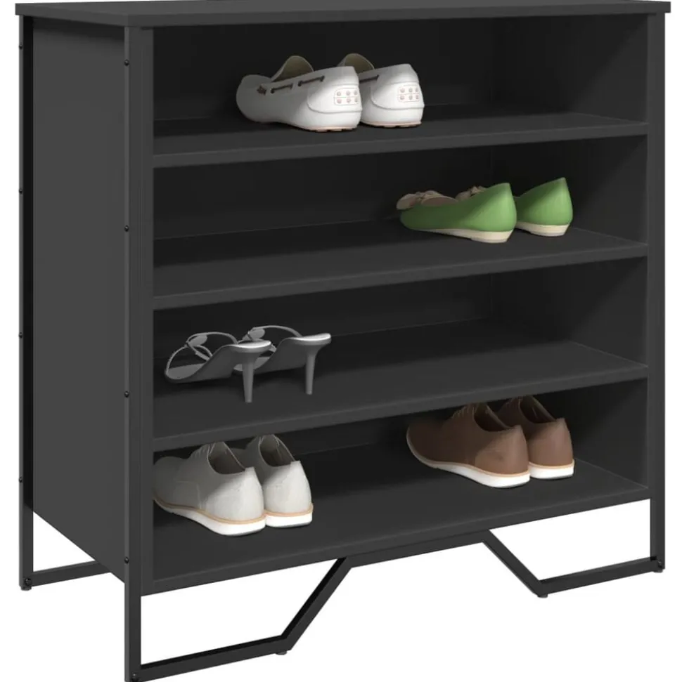 vidaXL Schoenenkast 80x38x78 cm bewerkt hout zwart
