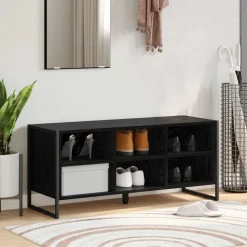 vidaXL Schoenenkast Zwart Eiken 100 x 35 x 44 cm Bewerkt hout