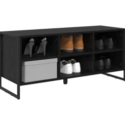 vidaXL Schoenenkast Zwart Eiken 100 x 35 x 44 cm Bewerkt hout