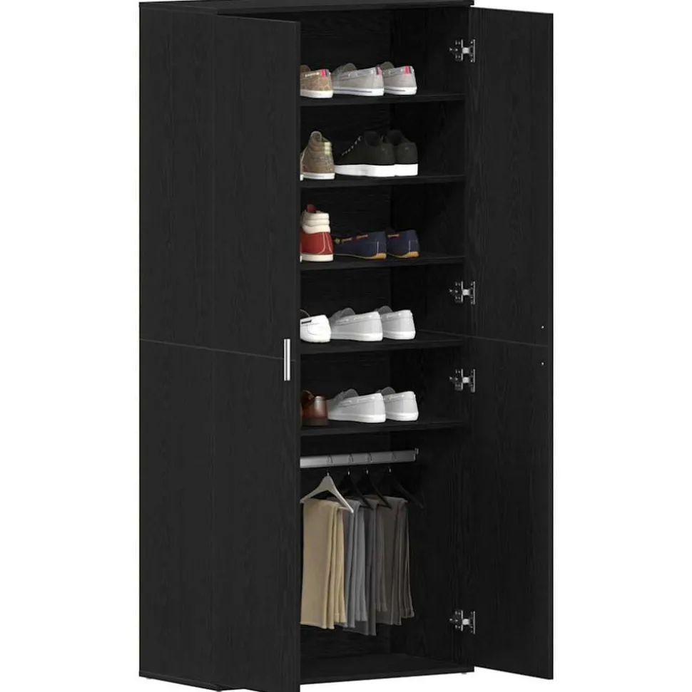 vidaXL Schoenenkast Zwart Eiken 80 x 39 x 178 cm Bewerkt hout
