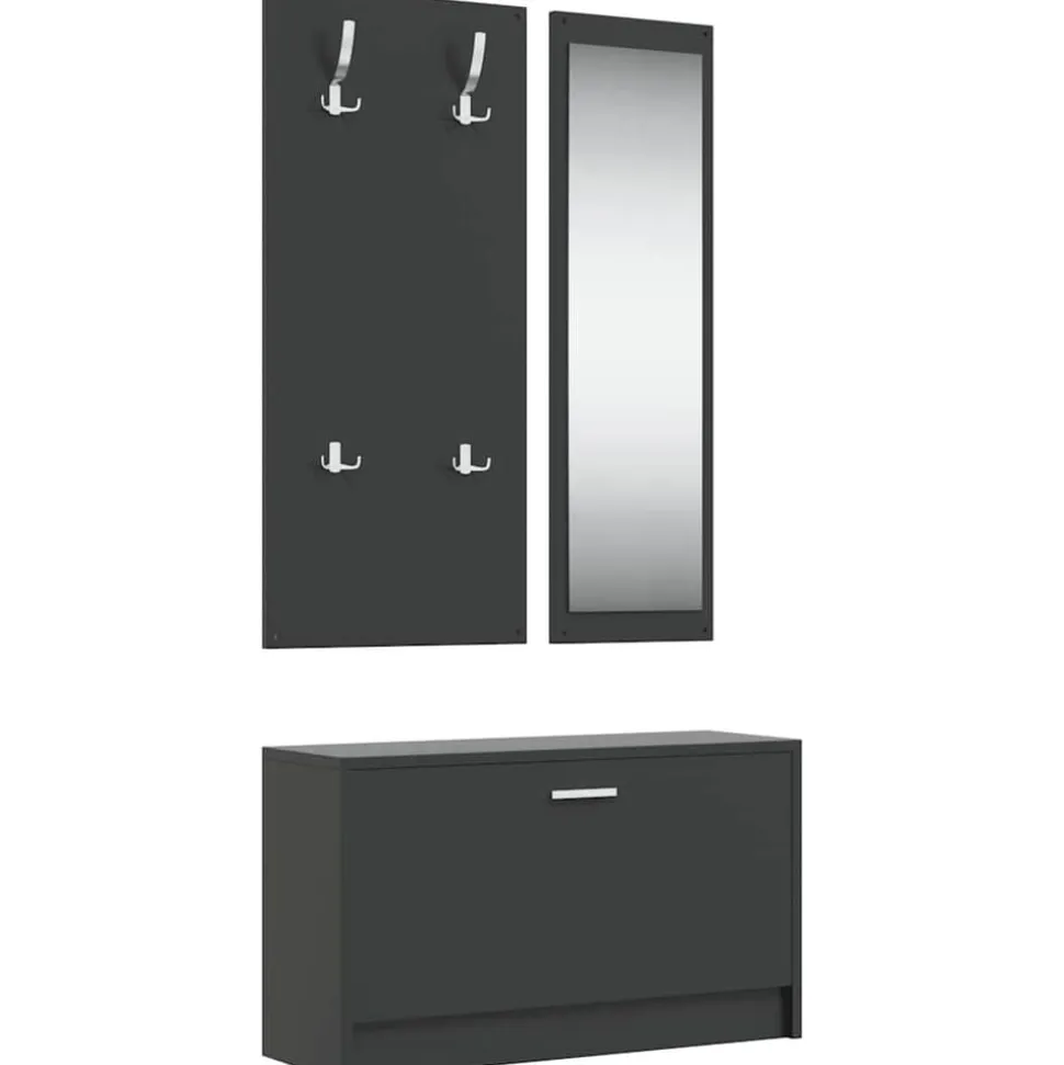 vidaXL Schoenenkastset 3-in-1 bewerkt hout zwart
