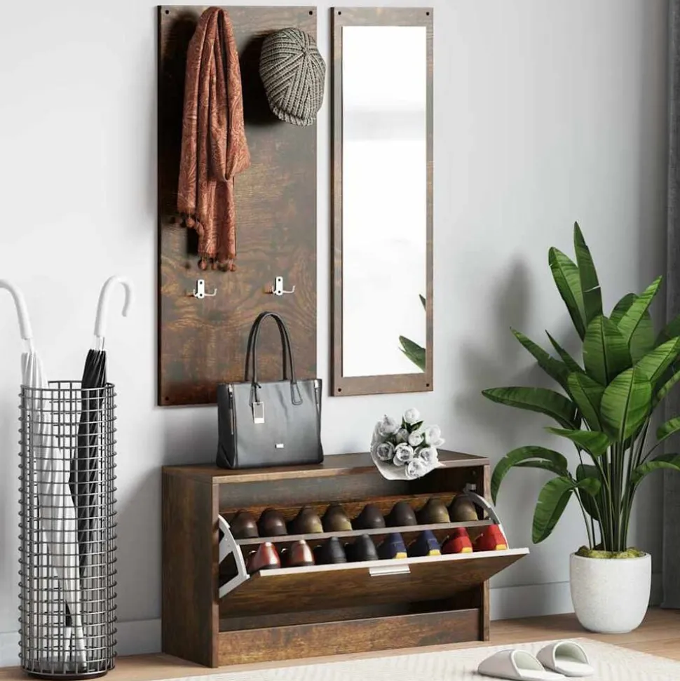 vidaXL Schoenenkastset 3-in-1 bewerkt hout sonoma eikenkleurig