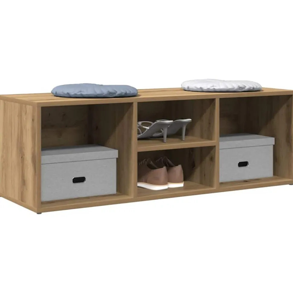 vidaXL Schoenenopbergbank 105x35x35 cm bewerkt hout artisanaal eiken