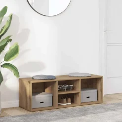vidaXL Schoenenopbergbank 105x35x35 cm bewerkt hout artisanaal eiken