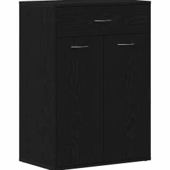 vidaXL Schoenenrek met lade Zwart Eiken 60 x 35 x 84 cm Bewerkt hout