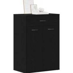 vidaXL Schoenenrek met lade Zwart Eiken 60 x 35 x 84 cm Bewerkt hout