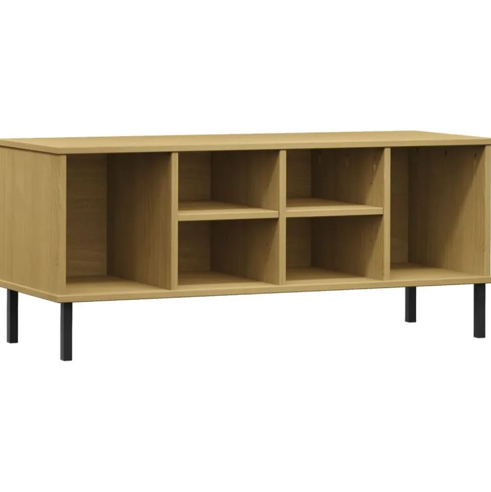 vidaXL Schoenenrek met metalen poten OSLO 106x35x45cm grenenhout bruin