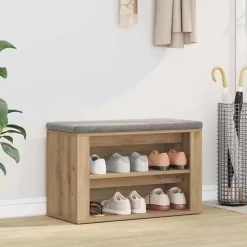 vidaXL Schoenenrek met plank artisanaal eikenkleurig 75 x 35 x 45 cm