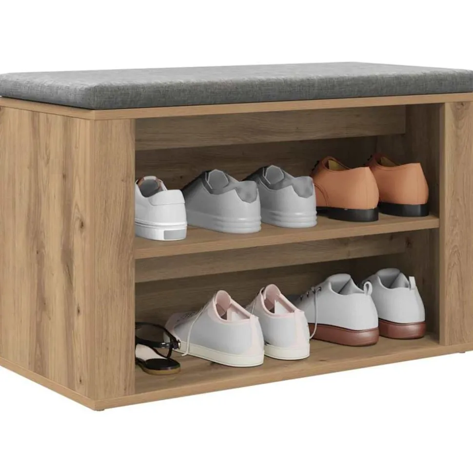 vidaXL Schoenenrek met plank artisanaal eikenkleurig 75 x 35 x 45 cm