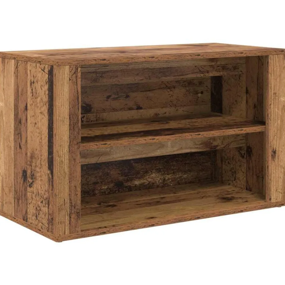 vidaXL Schoenenrek met plank Oud hout 75 x 35 x 45 cm Bewerkt hout