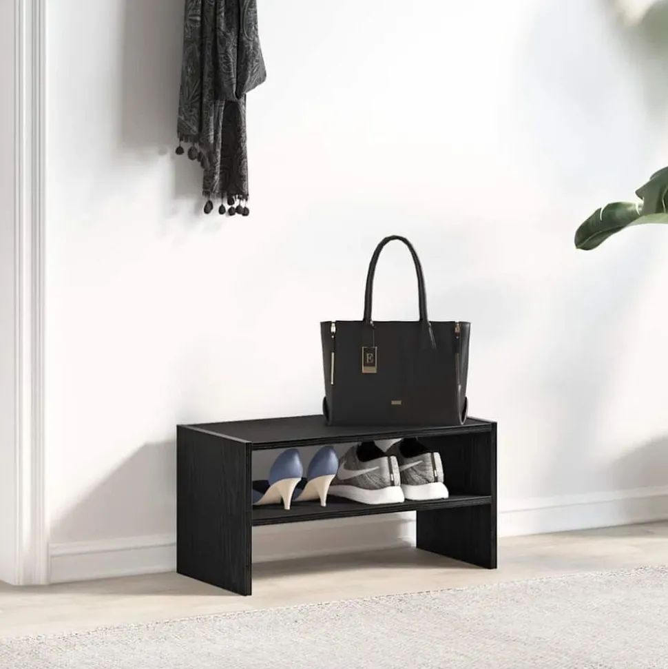 vidaXL Schoenenrek stapelbaar 60x30x30,5 cm zwart eikenkleurig