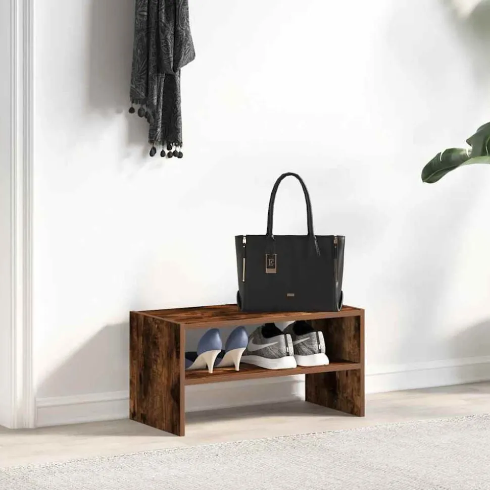 vidaXL Schoenenrek stapelbaar 60x30x30,5 cm gerookt eikenkleurig
