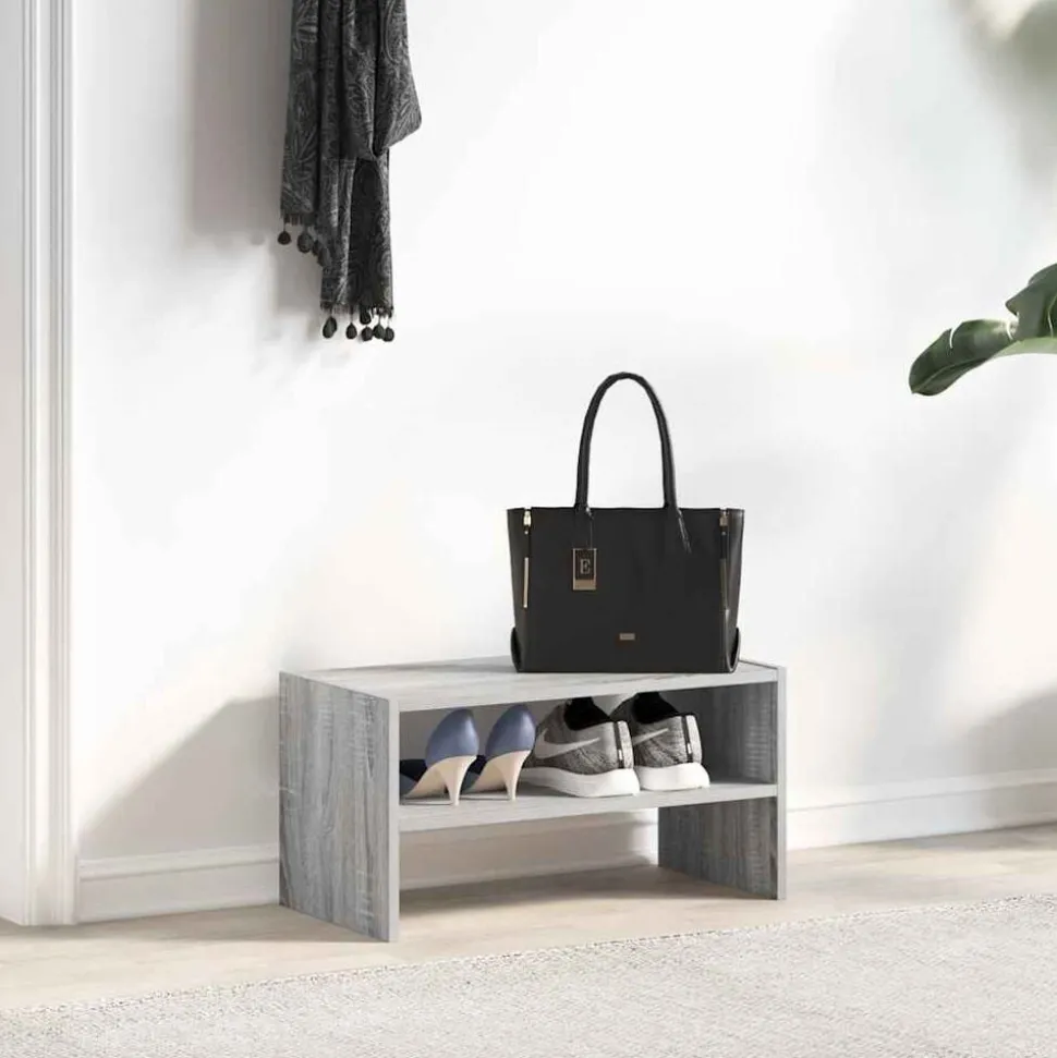 vidaXL Schoenenrek stapelbaar 60x30x30,5 cm grijs sonoma eikenkleurig