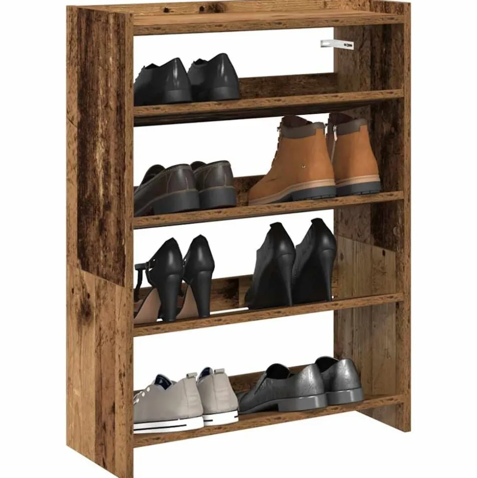 vidaXL Schoenenrek 60x25x81 cm bewerkt hout oud houtkleurig
