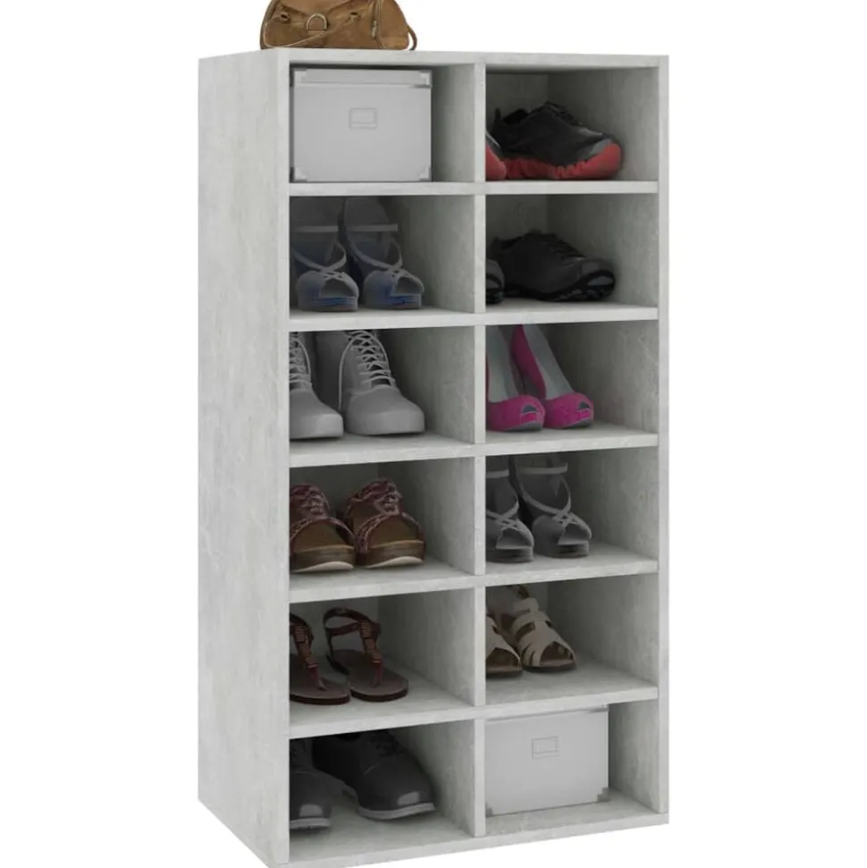 vidaXL Schoenenrek 54x34x100,5 cm bewerkt hout betongrijs