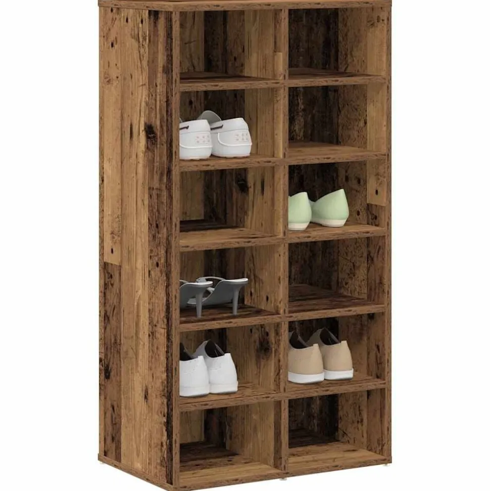 vidaXL Schoenenrek 54x34x100,5 cm bewerkt hout oud houtkleurig