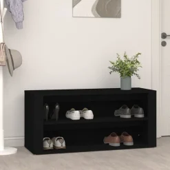 vidaXL Schoenenrek 100x35x45 cm bewerkt hout zwart