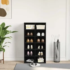 vidaXL Schoenenrek 54x34x100,5 cm spaanplaat zwart eikenkleurig