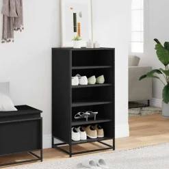 vidaXL Schoenenrek 48x38x97,5 cm bewerkt hout zwart