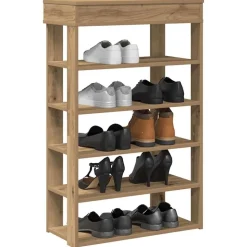 vidaXL Schoenenrek 60x30x98 cm bewerkt hout artisanaal eikenkleur