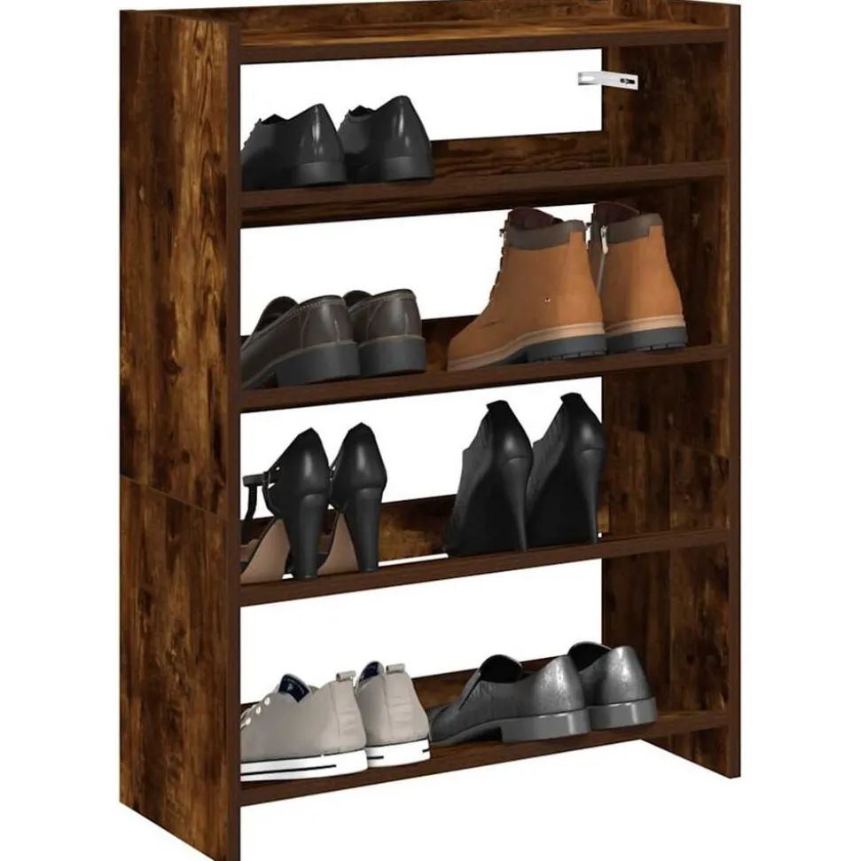 vidaXL Schoenenrek 60x25x81 cm bewerkt hout gerookt eikenkleurig