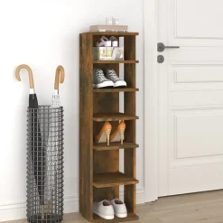 vidaXL Schoenenrek 27,5x27x102 cm bewerkt hout gerookt eikenkleurig